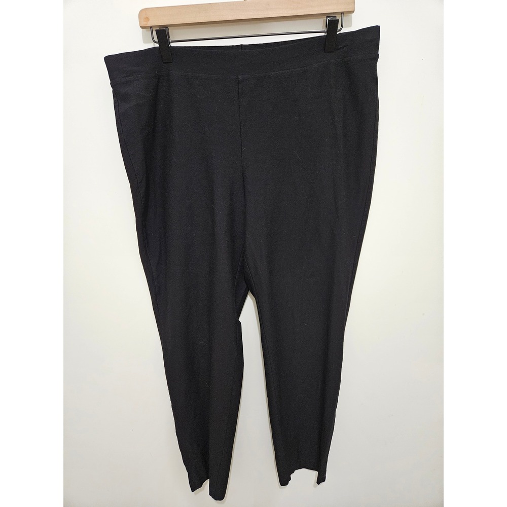 Eileen Fisher Black Viscose Stretch Knit Pull On Ankle Pants Large L/G